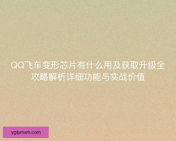 QQ飞车变形芯片有什么用及获取升级全攻略解析详细功能与实战价值